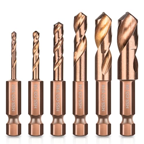 M35 Kobalt-Sturbby-Bohrer, 6 Stück, kurze Bohrer für Metall, 1/4-Zoll-Sechskantschaft mit Aufbewahrungskoffer, Größen 3/32-1/8-Zoll-3/16-1/4-Zoll-5/16-Zoll-3/8-Zoll-Kobalt-Bohrer-Set für gehärteten M35 Kobalt-Sturbby-Bohrer, 6 Stück, kurze Bohrer für Metall, 1/4-Zoll-Sechskantschaft mit Aufbewahrungskoffer, Größen 3/32-1/8-Zoll-3/16-1/4-Zoll-5/16-Zoll-3/8-Zoll-Kobalt-Bohrer-Set für gehärteten von Matework