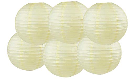 Papierlaternen, gemischte Farben, 6 Stück, runde Papierlaternen, Lampenschirme, Party-Dekorationen, elfenbeinfarben/cremefarben, 20 cm Papierlaternen, gemischte Farben, 6 Stück, runde Papierlaternen, Lampenschirme, Party-Dekorationen, elfenbeinfarben/cremefarben, 20 cm von Matissa