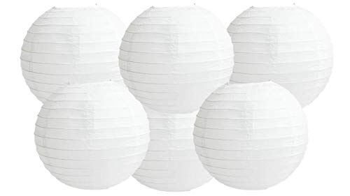 Papierlaternen, gemischte Farben, 6 Stück, runde Papierlaternen, Lampenschirme, Party-Dekorationen (komplett weiß, 40 cm)) von Matissa