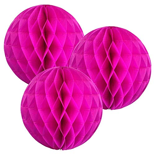 Wabenbälle aus Papier, 25 cm, 3 Stück, verschiedene Farben erhältlich (Hot Pink) von Matissa