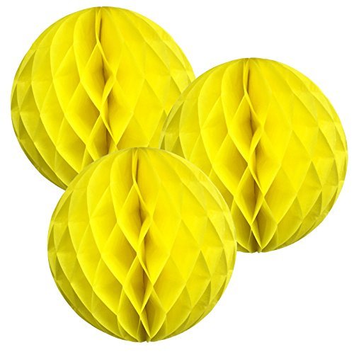 Wabenbälle aus Papier, 30 cm, Gelb, 3 Stück von Matissa