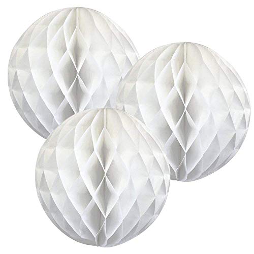 Wabenbälle aus Papier, 30 cm, Weiß, 3 Stück von Matissa
