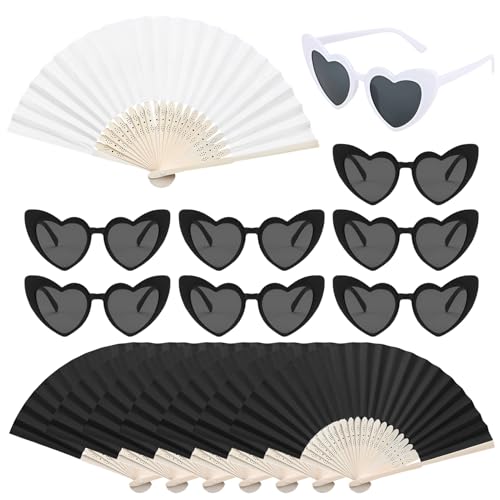 Matreeglam 16 Stk Handfächer Weiß Papier Fächer mit Team Braut Herz Brille, Hochzeitsfächer Faltbar Hochzeit Gäste Geschenk Hochzeitsdeko Vintage Matreeglam 16 Stk Handfächer Weiß Papier Fächer mit Team Braut Herz Brille, Hochzeitsfächer Faltbar Hochzeit Gäste Geschenk Hochzeitsdeko Vintage von Matreeglam