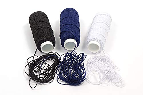 Matsa 90 m Dreiecksgarn, elastisch, für Nähmaschine, Häkeln, Plissee, Bienenneste, schwarz/marineblau, weiß, 90 m Matsa 90 m Dreiecksgarn, elastisch, für Nähmaschine, Häkeln, Plissee, Bienenneste, schwarz/marineblau, weiß, 90 m von Matsa