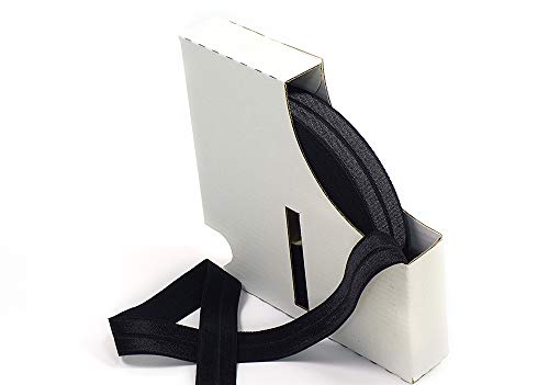 Matsa BOXRL19/2, 20 m, faltbar, 19 mm, elastisches Schrägband, hohe Elastizität, für Masken, Nähen, Kleidung, Basteln, DIY, Gewebe, Schwarz von Matsa