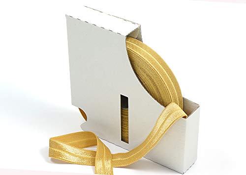 Matsa BOXRL19/9 20 m Band, Faltband, 19 mm, elastisches Schrägband, hohe Elastizität, für Masken, Nähen, Kleidung, Basteln, DIY, Elastan, gold von Matsa