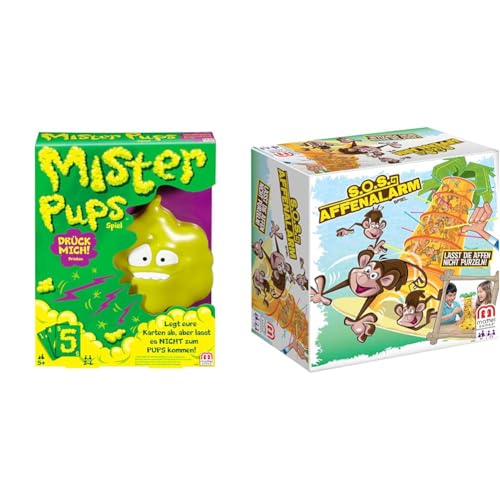 Mattel Games Mister Pups, lustiges Kartenspiel für Kinder und die Familie & SOS Affenalarm Spiel, Würfelspiel für die Familie, Kinderspiele von Mattel Games