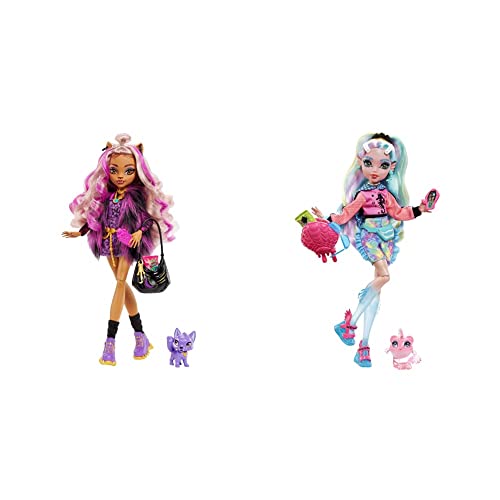 Monster High Mattel Clawdeen - Puppe mit Animal-Print-Pullover und schaurig-schönem Longsleeve-Top & Lagoona Blue Puppe - Pink Hoodie Monster High Mattel Clawdeen - Puppe mit Animal-Print-Pullover und schaurig-schönem Longsleeve-Top & Lagoona Blue Puppe - Pink Hoodie von Mattel Games