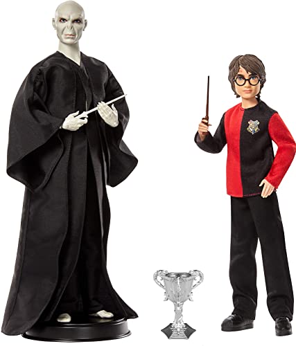 Mattel Harry Potter GNR38 - Sammlerpuppe 2er Pack, Geschenkset mit Voldemort-Puppe (ca. 30 cm), Harry Potter-Puppe (ca. 26 cm), mit Kleidung und Zauberstäben nach Vorlage der Filme, ab 6 Jahren von Mattel Harry Potter
