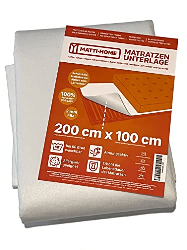 Matti-Home Matratzenunterlage aus Filz für den Lattenrost 100 x 200 cm atmungsaktiver Matratzenschoner aus Nadelfilz 100% Polyester Weiß Matti-Home Matratzenunterlage aus Filz für den Lattenrost 100 x 200 cm atmungsaktiver Matratzenschoner aus Nadelfilz 100% Polyester Weiß von Matti-Home