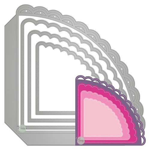Matty's Crafting Joy Stanzschablonen-Set mit genähten Ecken, 4 Stück, Jakobsmuschel-Stanzformen, große verschachtelte Metall-Stanzformen für Kartenherstellung, Alben, Tagebücher, Planer Matty's Crafting Joy Stanzschablonen-Set mit genähten Ecken, 4 Stück, Jakobsmuschel-Stanzformen, große verschachtelte Metall-Stanzformen für Kartenherstellung, Alben, Tagebücher, Planer von Matty's Crafting Joy