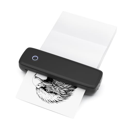 Matybobe Tragbarer A4 Wireless Thermischer Druckerdruck für die Büroschule mit BT -Verbindung (Schwarz) von Matybobe