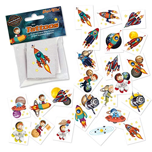 24 Tattoos * Rakete * als Mitgebsel und Spiel für Kinder | 47321 | Weltraum Astronaut Weltall Space Sticker Tattoo Kindertattoo Kindergeburtstag Geburtstag von Lutz Mauder