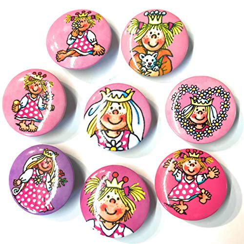8 Mini Button * Prinzessin * mit Anstecknadel | 67226 | Pink Rosa Mädchen Kinder Geburtstag Mitgebsel Geschenk Party Buttons Set von Lutz Mauder