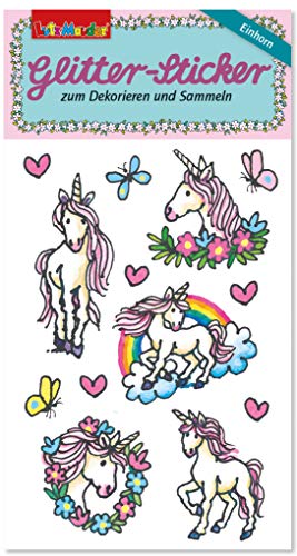 Glitzersticker * Regenbogen Einhorn * mit 13 Sticker als Mitgebsel für Kinder | 72314 | Unicorn Aufkleber zum Kindergeburtstag & Basteln von Lutz Mauder