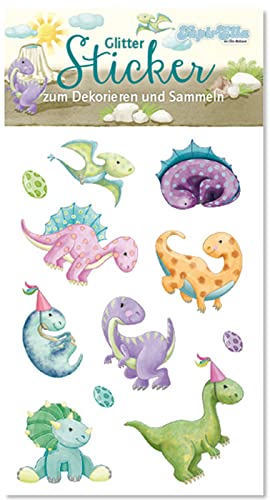 Glitzersticker * SÜSSE DINOBABYS * mit 11 Sticker als Mitgebsel für Kinder | 72346 | Dino Dinosaurier Babys Tiere Aufkleber zum Kindergeburtstag & Basteln von Lutz Mauder