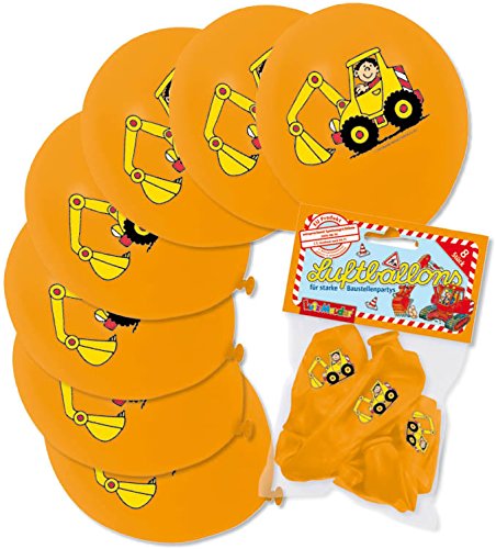 8 Luftballons * BAGGER * als Baustellen-Deko für Kindergeburtstag oder Mottoparty | 66027 | Party Kinder Geburtstag Party Ballons von Lutz Mauder