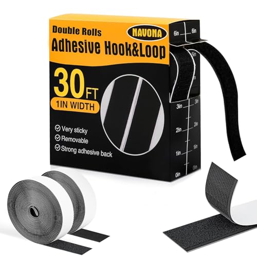 Klettband Selbstklebend Velcro Tape 9m × 25mm Doppelseitiges Klebeband Extra Stark Klettverschluss zum Kleben Klebeklett Selbstklebend für Wohnmobilausstattung Teppich Fliegengitter (Schwarz) von Maudzlan