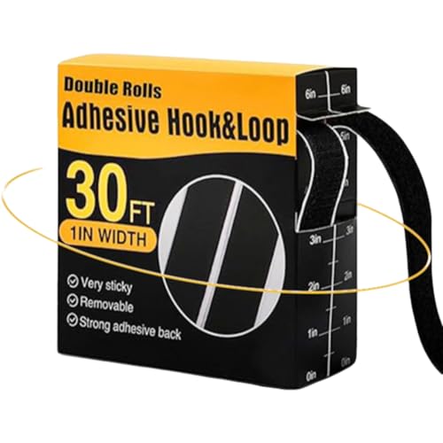 Klettband Selbstklebend Velcro Tape 9m × 25mm Doppelseitiges Klebeband Extra Stark Klettverschluss zum Kleben Klebeklett Selbstklebend für Wohnmobilausstattung Teppich Fliegengitter (Schwarz-A) von Maudzlan