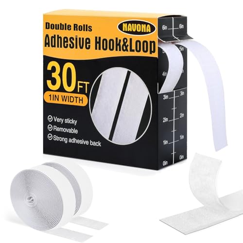 Klettband Selbstklebend Velcro Tape 9m × 25mm Doppelseitiges Klebeband Extra Stark Klettverschluss zum Kleben Klebeklett Selbstklebend für Wohnmobilausstattung Teppich Fliegengitter (Weiß-A) von Maudzlan
