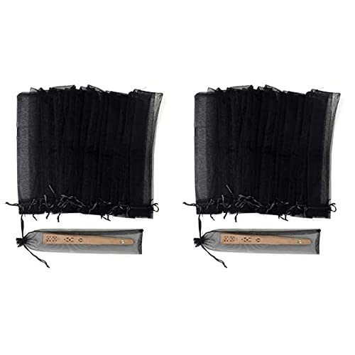 Mauedest 100 Stück Schwarze Organzabeutel mit Handfächern 2 x 10 Zoll Halloween Kordelzug Taschen Transparent Geschenktüten Faltfächer Mauedest 100 Stück Schwarze Organzabeutel mit Handfächern 2 x 10 Zoll Halloween Kordelzug Taschen Transparent Geschenktüten Faltfächer von Mauedest