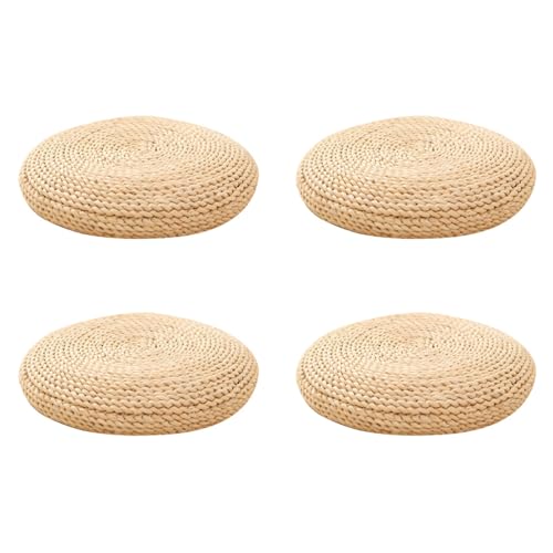 Mauedest 4X Natürliches Rundes Sitzsack-Geflochtenes Kissen Füllen Sie das Kissen aus weichem Seidenfaden, Yogastuhlmatte, Fenstermatte (B) von Mauedest