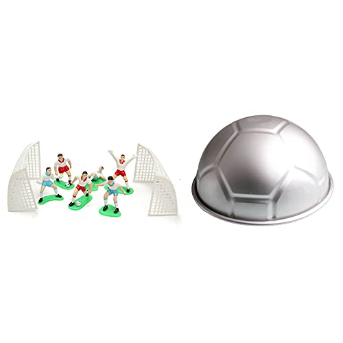 Mauedest 8 x Fußball-Kuchenaufsätze, Dekorationswerkzeug und 1 x halbrunde 3D-Kugelform, 20,3 cm von Mauedest