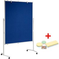 AKTION: MAUL Moderationswand MAULpro 120,0 x 150,0 cm blau + GRATIS Moderations-Starter-Set, bestehend aus je 120 Moderationskarten Ø 9,5 cm, Ø 13,5 cm, 9,5 x 20,0 cm, 200 Signal-Nadeln von Maul