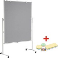 AKTION: MAUL Moderationswand MAULpro 120,0 x 150,0 cm grau + GRATIS Moderations-Starter-Set, bestehend aus je 120 Moderationskarten Ø 9,5 cm, Ø 13,5 cm, 9,5 x 20,0 cm, 200 Signal-Nadeln von Maul