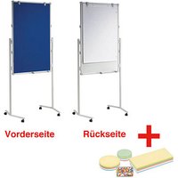 AKTION: MAUL Moderationswand MAULpro 75,0 x 120,0 cm blau, weiß + GRATIS Moderations-Starter-Set, bestehend aus je 120 Moderationskarten Ø 9,5 cm, Ø 13,5 cm, 9,5 x 20,0 cm, 200 Signal-Nadeln von Maul