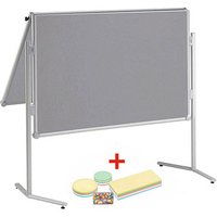 AKTION: MAUL Moderationswand professionell, klappbar 120,0 x 150,0 cm grau + GRATIS Moderations-Starter-Set, bestehend aus je 120 Moderationskarten Ø 9,5 cm, Ø 13,5 cm, 9,5 x 20,0 cm, 200 Signal-Nadeln von Maul