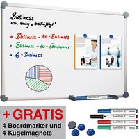 AKTION: MAUL Whiteboard 2000 MAULpro 120,0 x 90,0 cm weiß emaillierter Stahl + GRATIS 4 Boardmarker farbsortiert und 4 Kugelmagnete blau von Maul