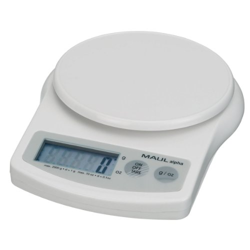 MAUL Briefwaage MAULalpha 18,8 x 14,1 x 3,7 cm | Stabile Waage bis 2kg | Große Wiegefläche Ø 12,4 cm | Automatische Nullstellung und Abschaltautomatik | Inklusive Batterien | Weiß MAUL Briefwaage MAULalpha 18,8 x 14,1 x 3,7 cm | Stabile Waage bis 2kg | Große Wiegefläche Ø 12,4 cm | Automatische Nullstellung und Abschaltautomatik | Inklusive Batterien | Weiß von Maul