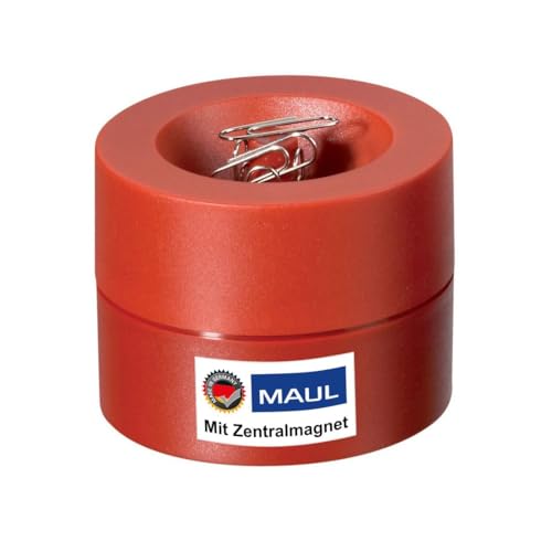 Maul Klammernspender MAULpro | Ø7,3x6cm | Schreibtisch Organizer für Büroklammern | Schreibtisch Zubehör mit Magnet für Büro | Inklusive 15 Klammern | Stilvoller Büroklammernspender | Rot Maul Klammernspender MAULpro | Ø7,3x6cm | Schreibtisch Organizer für Büroklammern | Schreibtisch Zubehör mit Magnet für Büro | Inklusive 15 Klammern | Stilvoller Büroklammernspender | Rot von Maul