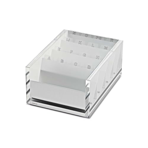 MAUL Visitenkartenbox MAULacro 17x12,2x7,5cm | Karteikarten Box mit Register A-Z | Box aus Acryl und Aluminium | Schonende Noppen für Schreibtisch | Platz für max. 300 Karten | Transparent MAUL Visitenkartenbox MAULacro 17x12,2x7,5cm | Karteikarten Box mit Register A-Z | Box aus Acryl und Aluminium | Schonende Noppen für Schreibtisch | Platz für max. 300 Karten | Transparent von Maul