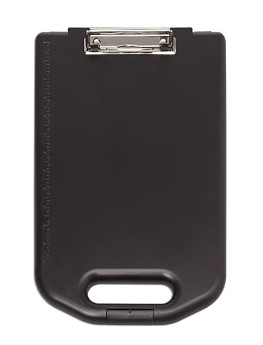 MAUL Klemmbrett A4 | Dokumentenmappe A4 mit Aufbewahrungsbox für Kugelschreiber, Taschenrechner und Notizblock | Öffnung nach oben | Passend für Rucksack und Aktentasche | Breit | Schwarz von MAUL