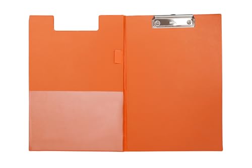 MAUL Schreibmappe A4 | Mappe aus Pappe mit Folienüberzug zum Zuklappen | Dokumentenmappe A4 mit Fach für Papier | Praktische Dokumententasche zum Aufhängen | Aktenmappe für Büro | Orange von Maul