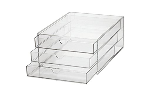 Maul Schubladenbox, hochwertiges Acryl, 3 Fächer Aufbewahrungsbox, geschlossenes Ablagesystem für DIN A4-Formate, transparente Fächer, 1 Stück von Maul
