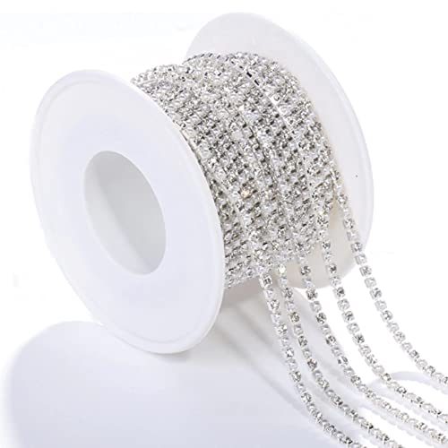 9mx2mm Kristall und künstliche Perle Strass chließen Kette Klar Trim Klaue Kette Silber (Silberunterseite) von Mausouca