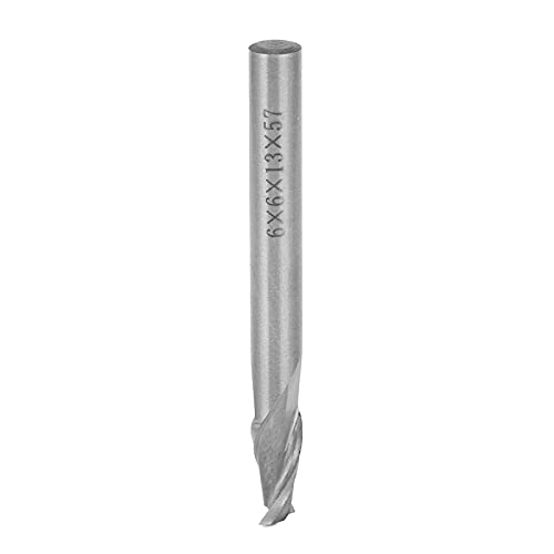 Hochgeschwindigkeitsstahl 2 -Flex -Spiralendmühle Straight Shank CNC Mahlen Cutter Tool Hardware für Holz -Acrylaluminium (6 * 6 * 13 * 57) von Mavaol