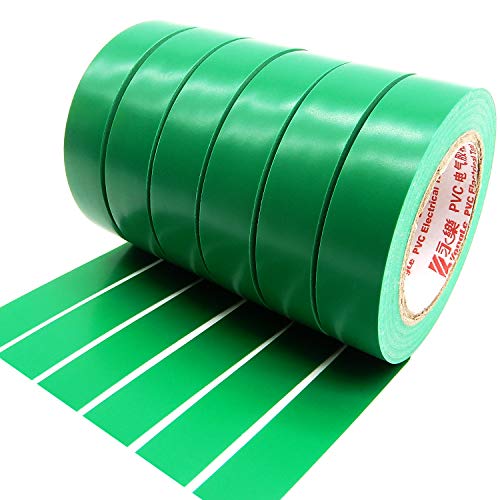 Maveek Isolierband Grün, 6 Rollen 15mm x 15 m isolierband Wasserdicht Elektrisch PVC klebeband für kabel isolierung, Reparatur und Bündelung von Kabeln von Maveek