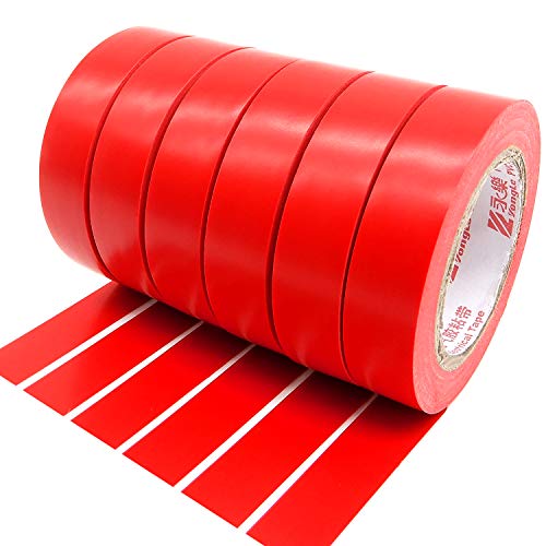 Maveek Isolierband Rot, 6 Rollen 15mm x 15 m isolierband Wasserdicht Elektrisch PVC klebeband für kabel isolierung, Reparatur und Bündelung von Kabeln von Maveek