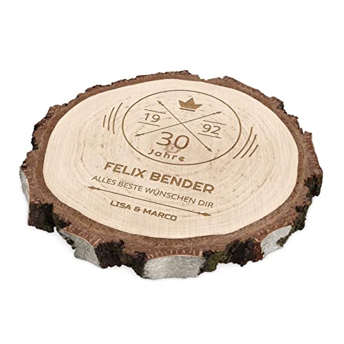 Maverton Deko Holzkreise rund mit Gravur - Durchmesser: 16-22 cm - Dicke: 1,5-2,5 cm - Baumscheibe aus Naturholz - unbehandeltes Birkenholz - zum Geburtstag für Männer - Jahrgang von Maverton