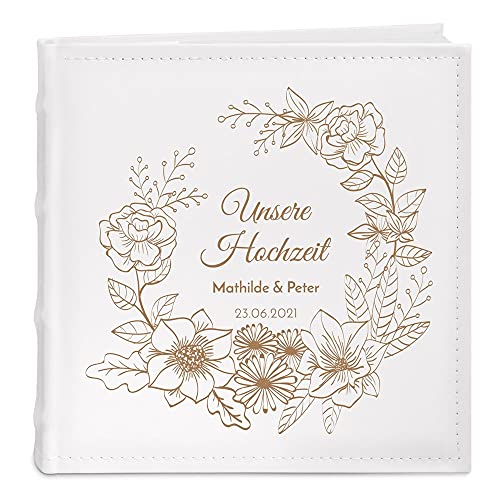 Maverton Einsteckalbum + mit Gravur - Fotoalbum für 200 Fotos 10x15-50 Seiten - Größe: 21x22cm - Weiß - Geschenk für Paar zur Hochzeit - Blumen Maverton Einsteckalbum + mit Gravur - Fotoalbum für 200 Fotos 10x15-50 Seiten - Größe: 21x22cm - Weiß - Geschenk für Paar zur Hochzeit - Blumen von Maverton
