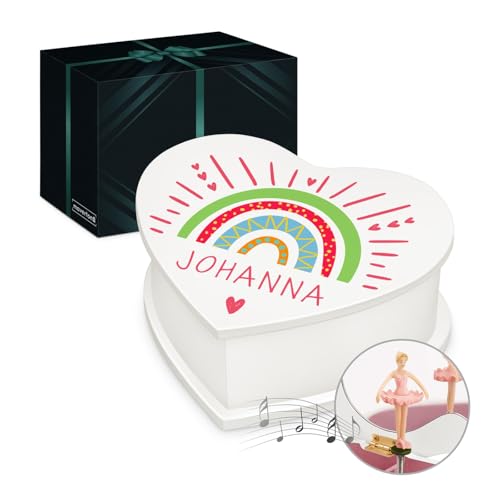 Maverton Herz Schmuckkästchen mit Aufdruck - Schmuckschatulle mit Spieluhr Ballerina - Musikschmuckdose in Herzform für Mädchen - Jewelkeeper zur Taufe zur Erstkommunion - zum Geburtstag - Regenbogen Maverton Herz Schmuckkästchen mit Aufdruck - Schmuckschatulle mit Spieluhr Ballerina - Musikschmuckdose in Herzform für Mädchen - Jewelkeeper zur Taufe zur Erstkommunion - zum Geburtstag - Regenbogen von Maverton