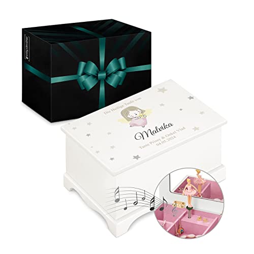 Maverton Jewelkeeper mit Aufdruck - Schmuckschatulle mit Spieluhr Ballerina - Musikschmuckdose für Mädchen - Schmuckkästchen zur Taufe - zur Erstkommunion - zum Geburtstag - ohne Schublade - Engel Maverton Jewelkeeper mit Aufdruck - Schmuckschatulle mit Spieluhr Ballerina - Musikschmuckdose für Mädchen - Schmuckkästchen zur Taufe - zur Erstkommunion - zum Geburtstag - ohne Schublade - Engel von Maverton