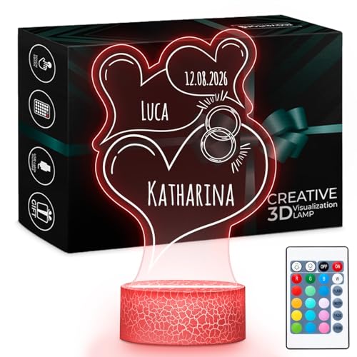 Maverton LED Lichtlampe - digitaler Bilderrahmen mit USB-Kabel - Hochzeitsgeschenke für Brautpaar - Geschenk Hochzeit - Jahrestag Geschenk - Personalisierte Geschenke für Paare - Deko Wohnzimmer von Maverton