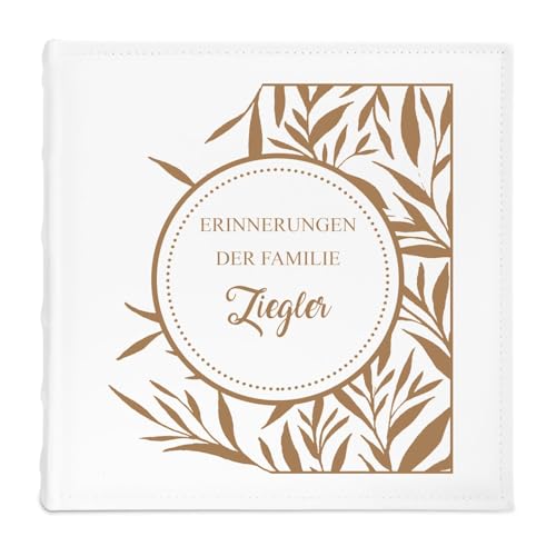 Maverton personalisiertes Einsteckalbum für 500 Fotos - Familienalbum 10x15 cm - weißes Erinnerungsalbum mit Einstecktaschen für Paar zum Hochzeitsjubiläum - 33x33cm - Blätter von Maverton