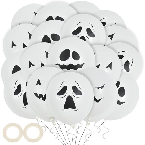 Mavouri 16 Stück Halloween Luftballons Geist, 12 Zoll Halloween Geist Deko Luftballon, Halloweens Deko Helium Ballon Geister, Halloweens Balloons Geister für Horror Dekorationen, Halloweenparty von Mavouri