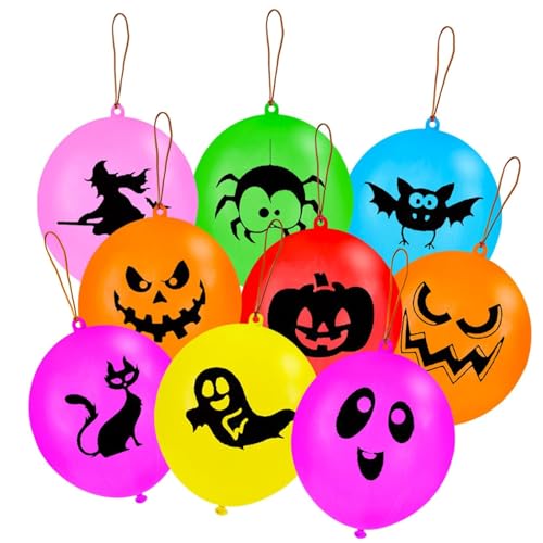 Mavouri 18 Stück Riesen Halloween Luftballons, XXL Punch Luftballon Halloween, 18 Zoll/45 cm Halloweens Balloons Perforierte mit Elastischen Band, Halloweens Deko Helium Ballons für Horror Deko Party von Mavouri